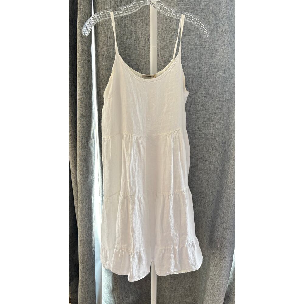 Valentina Naldi Linen Tiered Mini Dress White Italy Women’s S